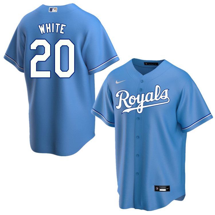 Nike Men #20 Frank White Kansas City Royals Baseball Jerseys Sale-Light Blue